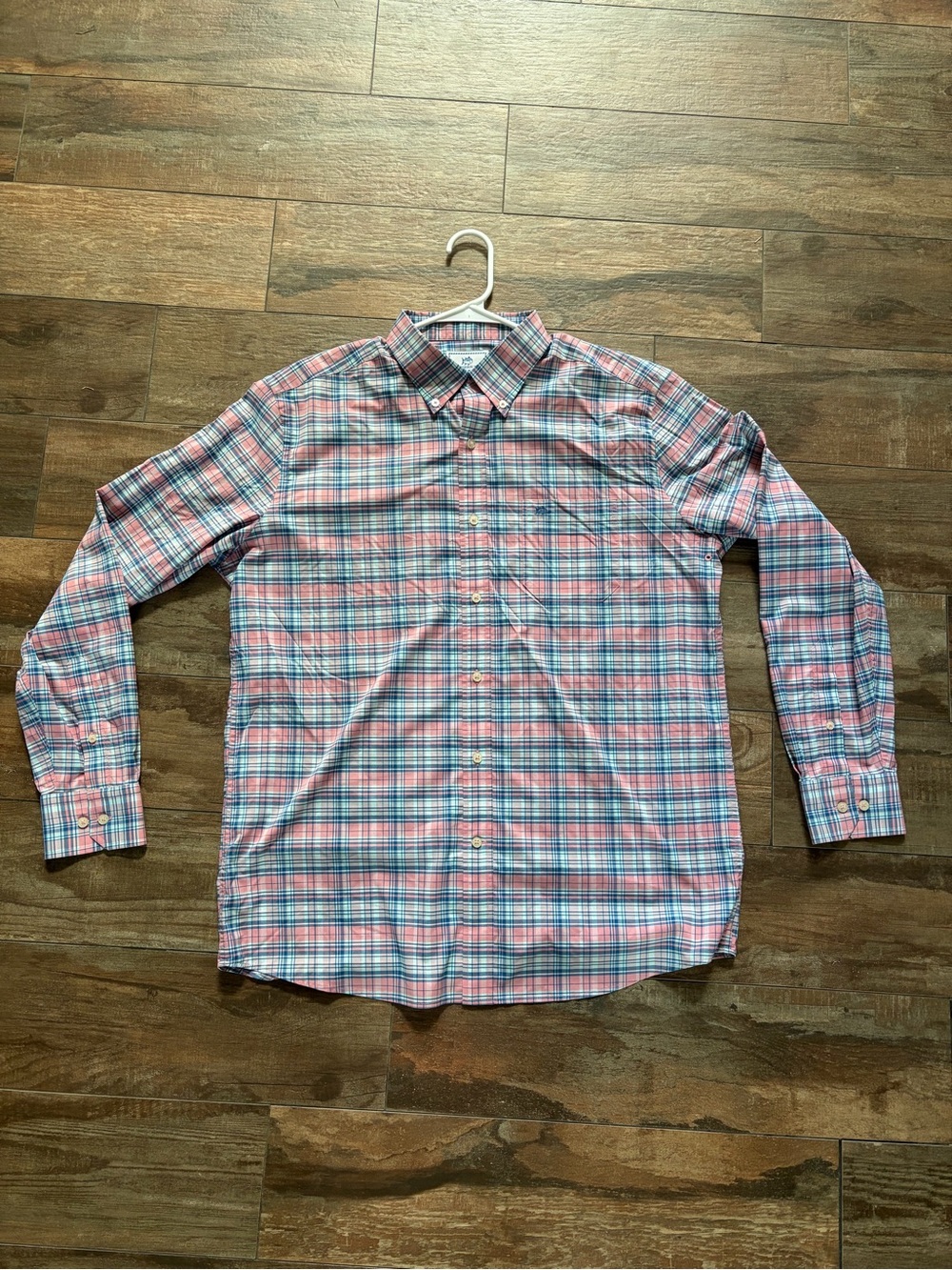 Southern Tide Men's Plaid Button-Down Shirt in Pink and Blue
